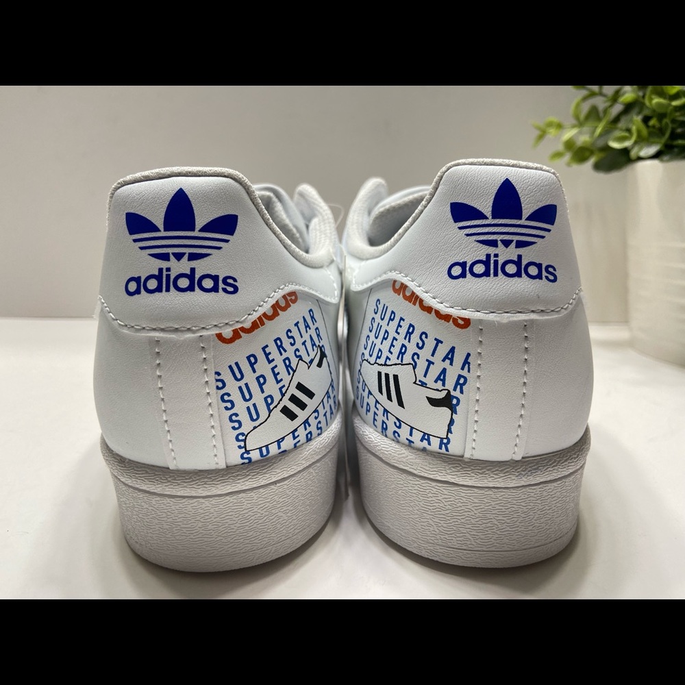 NEW Adidas Originals Superstar Men’s Shoes Sneakers GX2717 White/Blue/Orange 8.5 - Picture 7 of 13